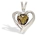 14K White Gold Genuine Heart Smoky Quartz and Diamond Pendant