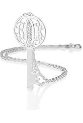 Key Monogram Necklace Sterling Silver Personalized Initial Necklace