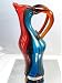 Murano Design Mouth Blown Rainbow w/ Horn-like Handles Glass Vase X-575