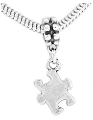 Sterling Silver Autism Symbol Puzzle Piece Dangle Bead Charm