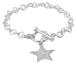 Sterling Silver Star Toggle Bracelet with Diamond Accent