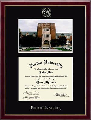 Purdue University Bachelors Degree Diploma Frame with Memorial Union Image