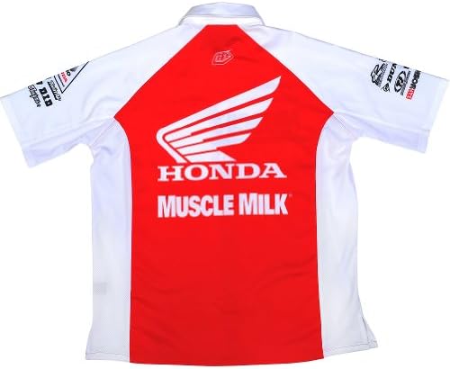 Honda Motorcycle Officially Licensed TLD Team Pit Men's Polo Sports Wear Shirt - White / X-Large