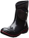 Bogs Women's Plimsoll Prince Of Wales Mid Waterproof Winter & Rain Boot,Black,10 M US