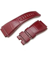 Bell & Ross BR01 Type Croco Grain on Calf 24mm Strap Brown Stitch on Bordeaux