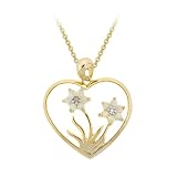 18k Gold Overlay Sterling Silver Diamond Accent Created Opal Floral Center Heart Pendant w/ Rolo Chain, 18 414ulmpQ8UL. SL160 18k Gold Overlay Sterling Silver Diamond Accent Created Opal Floral Center Heart Pendant w/ Rolo Chain, 18