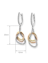 (X1000Diamond) 18K/750 3-tone Gold Pear Shape with Diamond Dangling Earring (0.52cttw, G-H Color, VS2-SI1 Clarity)