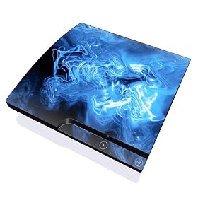 Slim Playstation 3 Console Skin Auocollant Design Sticker Set - Blue Waves