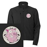 Artsmith, Inc. Men's Embroidered Jacket Pig Cartoon - Black, Medium