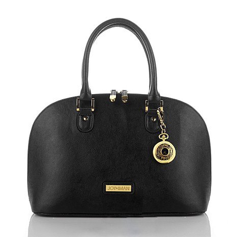 Joy & IMAN 22-Section Luxe Genuine Leather Handbag & Watch- Black