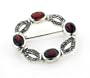 Vintage Styled 4cttw Genuine Garnet Sterling Silver Marcasite Square Brooch Pin
