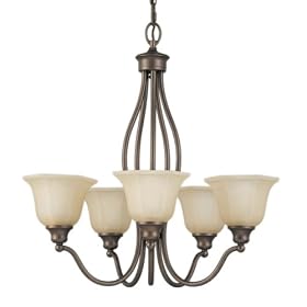 Murray Feiss F2118 5CB Garrett Five-Light Chandelier, Corinthian Bronze with Cream Snow... by Murray Feiss