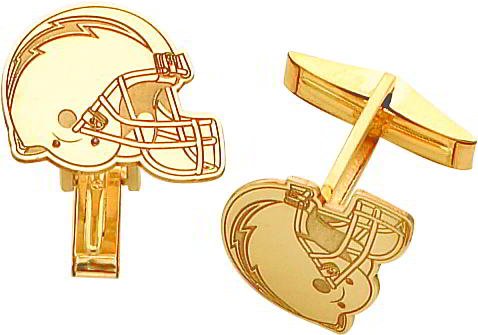 14K Gold NFL San Diego Chargers Football Helmet Cuff Links
