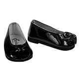 Black Patent Doll Shoes with Bow, Dress Shoes Fits 18 Inch American Girl Dolls, Black Patent Bow Shoe Slip Ons : image