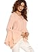 SheIn Women's Crisscross V Neck Bell Sleeve Split Back Blouse - Pink Medium