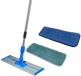 Commercial and Janitorial 36 Microfiber Mop Frame, Telescoping Aluminum Handle and Two Microfiber Mop Pads