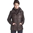 Jessie G. Women's Short Down Jacket with Rabbit Fur Trim in Black or Brown
