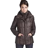 Jessie G. Women's Short Down Jacket with Rabbit Fur Trim in Black or Brown