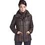 Jessie G. Women's Short Down Jacket with Rabbit Fur Trim in Black or Brown