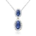 Sterling Silver Created Sapphire Double Oval Pendant by Cheline, 18