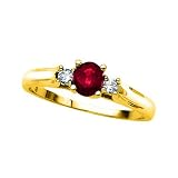 3 Diamond Ring 0.08 ct. with 5/8 ct. Ruby in 14K Yellow Gold
