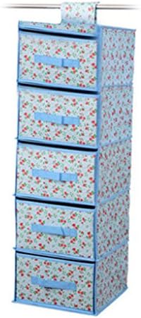 XSH 5 Layer 5 Drawers, Closet Hanging Storage Bag, Hanging Bag, Multilayer Cloth Bag for Storing, Plus Large Finishing Bag, Bag Storage Underwear (Blue)