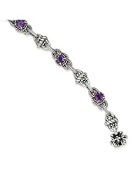 Genuine Sterling Silver 4.29 Amethyst 7.7 5 In Bracelet 29.5 Grams Of Gold