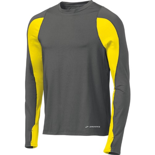 Brooks Mens Equilibrium Long Sleeve Thermal, Gunmetal/Empire, Medium