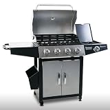 BBQG01DEschwarz_M+K EDELSTAHL GASGRILL GAS GRILL GRILLWAGEN BARBECUE BBQ MS MIT TEMPERATURANZEIGE