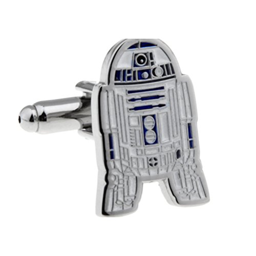 Star Wars Cufflinks R2D2 White Blue Comic Silver Wedding Mens Cuff Links