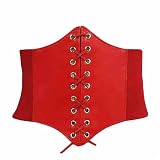 RED SEXY 6.5 WIDE LACE UP STRETCH CORSET CINCH BELT