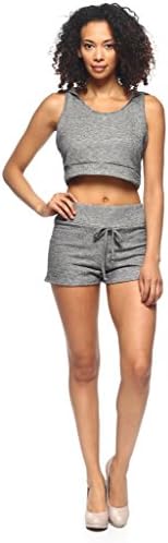 NELLA FANTASIA Women's Comfy French Terry Crop Top Hoodie, Medium, Grey