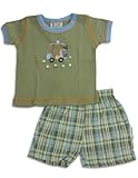 Mis Tee V-Us - Infant Boys Short Sleeve Golf Short Set, Putty, Blue