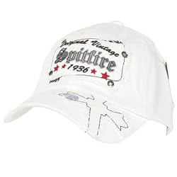 New Frayed Distressed Spitfire Vintage Style White Hat Cap Adjustable Size