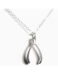 Wish Bone Sterling Silver Charm Necklace Good Luck Lucky Charm Jewelry Pendant