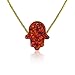 Red Opal Hamsa Hand Necklace - 15 to 22 Inch