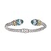 14K Yellow Gold and Sterling Silver Blue Topaz Cuff