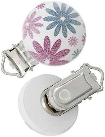 Sharefashion Lot of 5pc Universal Round Wooden Printing Pacifier Clip (Purple)