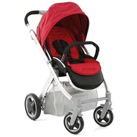 Babystyle Oyster Silver Baby Pushchair - Tomato Red Colour Pack + Carrycot - 0m+