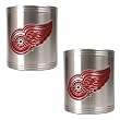 Detroit Red Wings 2pc Stainless Steel Can Holder Set- Primary Logo NHL Hockey