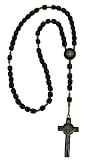 Men's St. Benedict Black Solid Wood Rosary- Made in Brazil