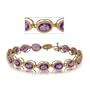 Oval Amethyst Tennis Bracelet 14K Gold Ladies Bezel New