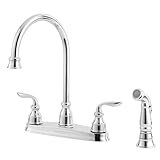 Pfister T36-4CBC Avalon Two Handle 4-Hole Kitchen Faucet with Sidespray, Polished Chrome