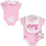 adidas Detroit Pistons Infant (sizes 12-24 Months) Girls Onsie, Bib and Booties Set
