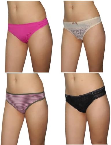 (Pack of 4)Ladies Sexy Stretch Panties G String Thong Small Multicolor