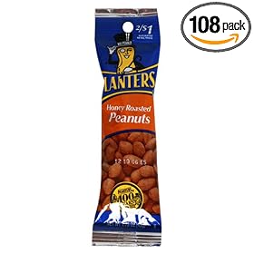 Planters Honey Roasted Peanuts, 1.75-Ounce Tubes (Pack of 108) by Planters