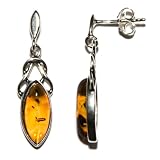 Sterling Silver Celtic Design Marquis Dangle Earrings