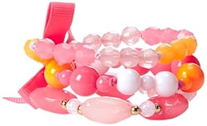 Carter's Little Girls'  3-Pack Heart Bauble Bracelet Set, Light Pink/Pink/Dark Orange/Metallic Gold, 3 Years