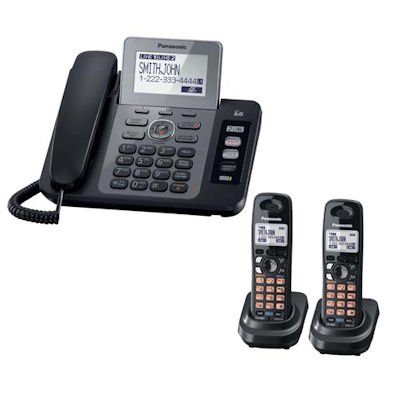 Panasonic DECT 6.0 Plus 2 Line Expandable Corded Cordless Phone with Caller ID, Digital Answering System and Contact Sync - 2 Handset Pack