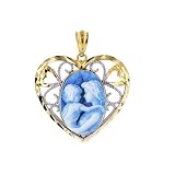 14k Yellow Gold Heart Shaped Mother's Day Cameo Pendant